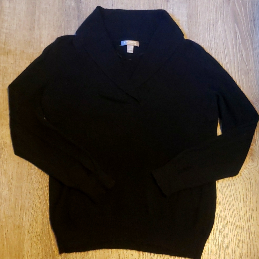 Cashmere by Charter club black sweater size large